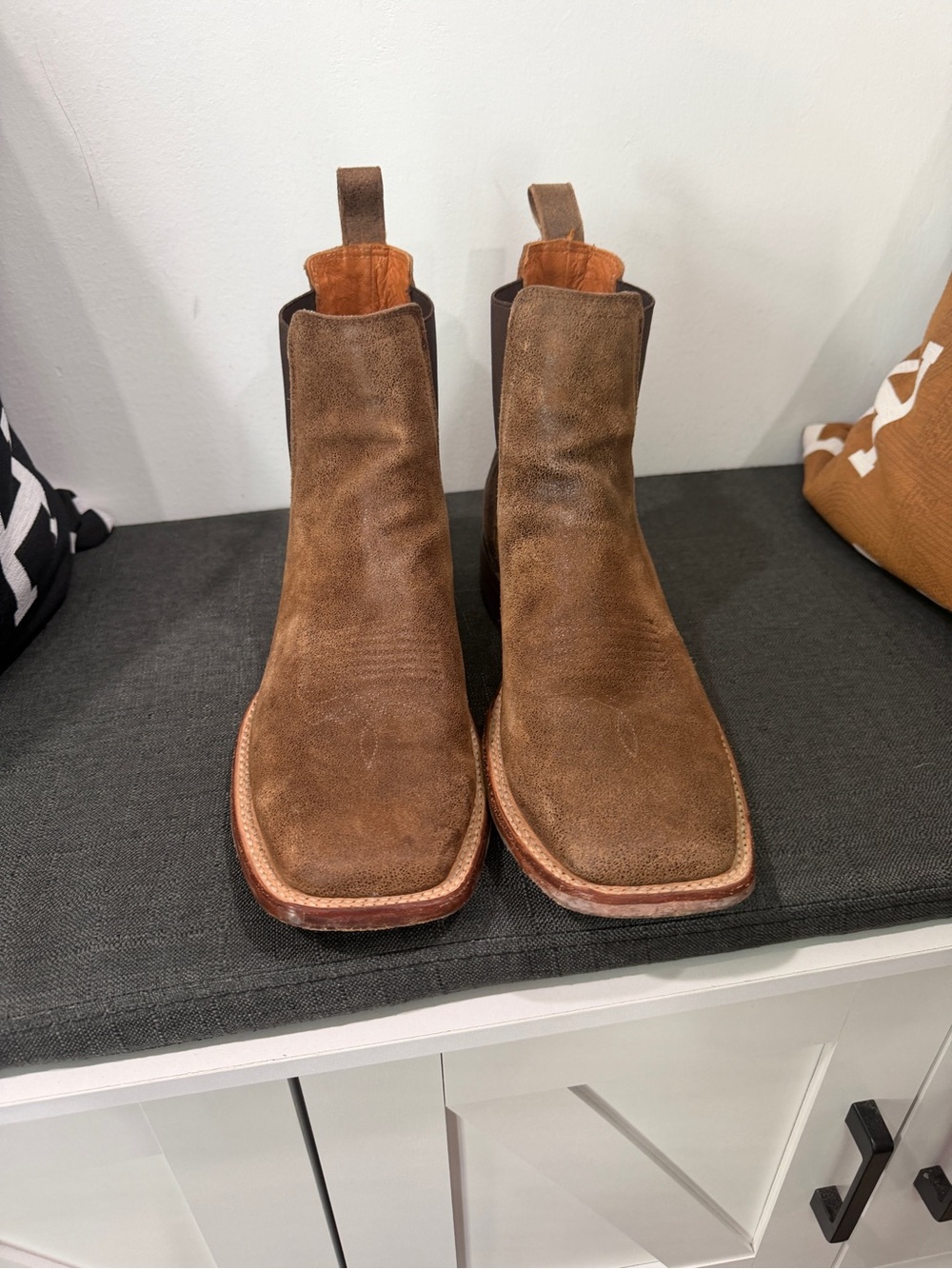 Cody James Ruben Men's Brown Suede Western Chelsea Boots - Pull-On Cowboy Style